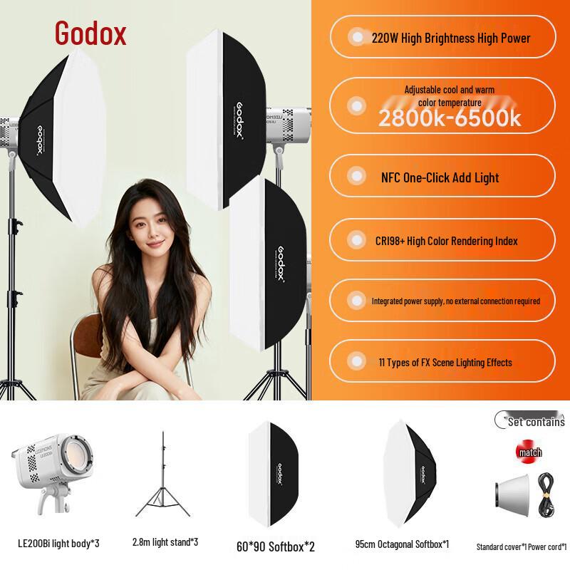 Godox LE300Bi Bi-Color LED Video Light 3-Light Kit