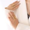 18K Gold-Plated Titanium Steel Feather Ring - Trendy European & American Style Fashion Accessory