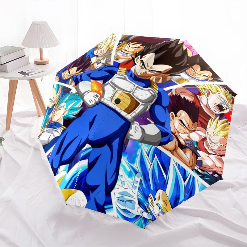 Vegeta Dragon Ball pattern, automatic folding umbrella, portable and foldable design, 8 ribs, a Christmas or birthday gift.