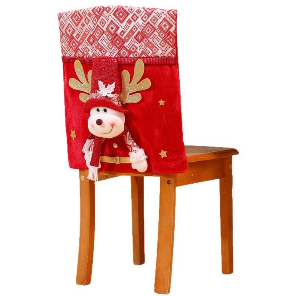 Soft Christmas Chair Cover Cartoon Chair Back Decor Xmas Dinner Chair Seat Cover  Restaurant