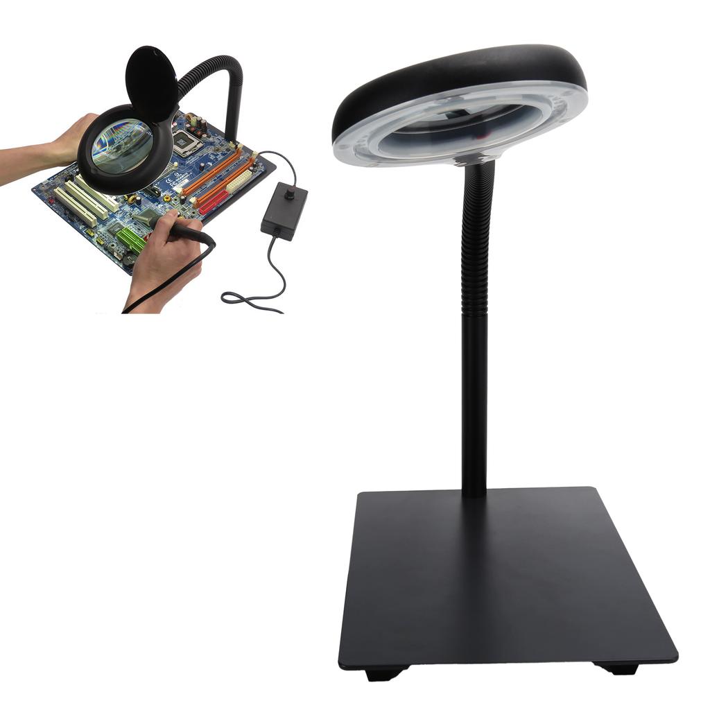 40LED Desk Magnifier Light Metal Base 15X Flexible Magnifying Lamp for Engraving ReadingUS Plug