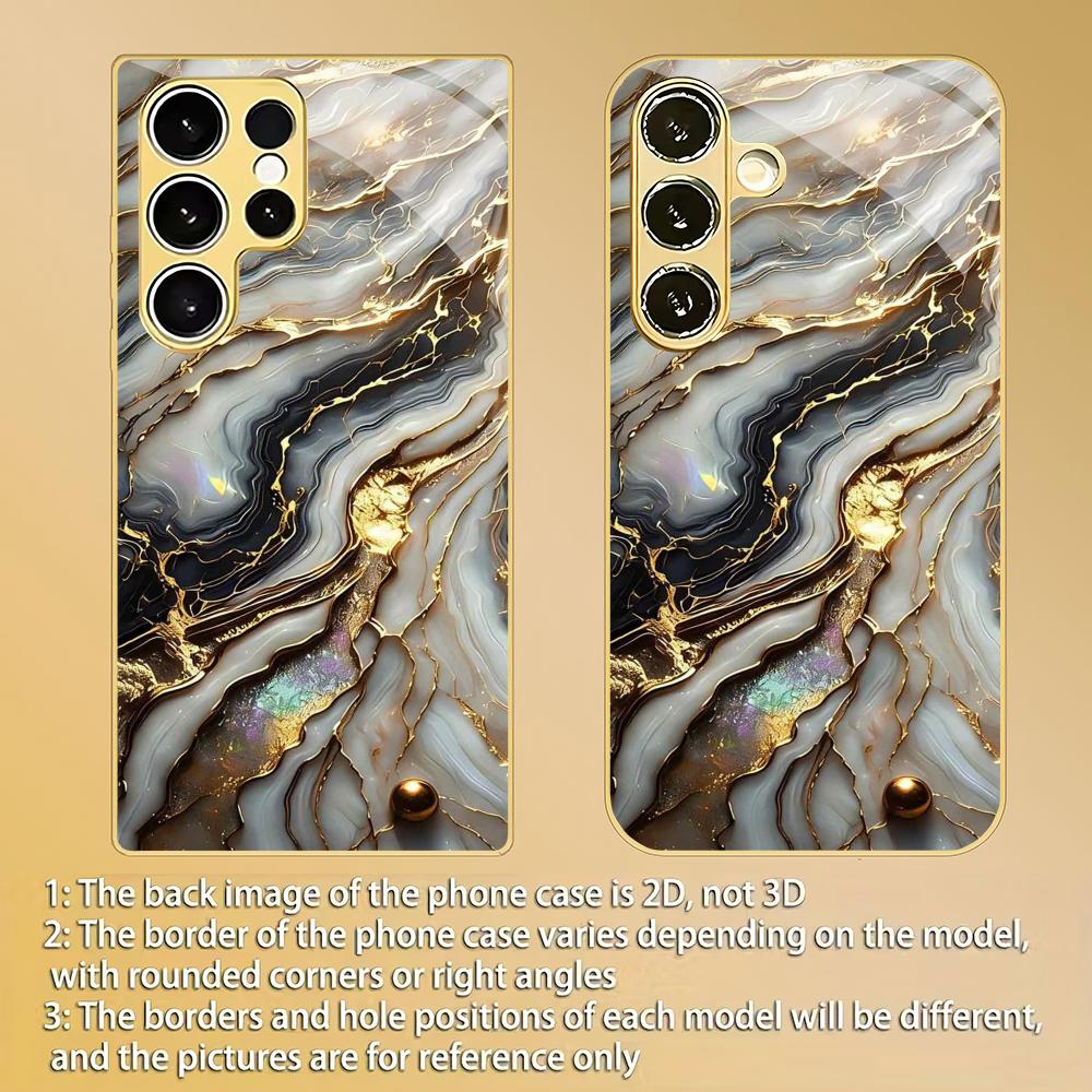 Creative Texture Design Electroplated Glass Phone Case Suitable for Samsung Galaxy S26 S25 S24 S22 S21 S20 FE/Ultra/Plus