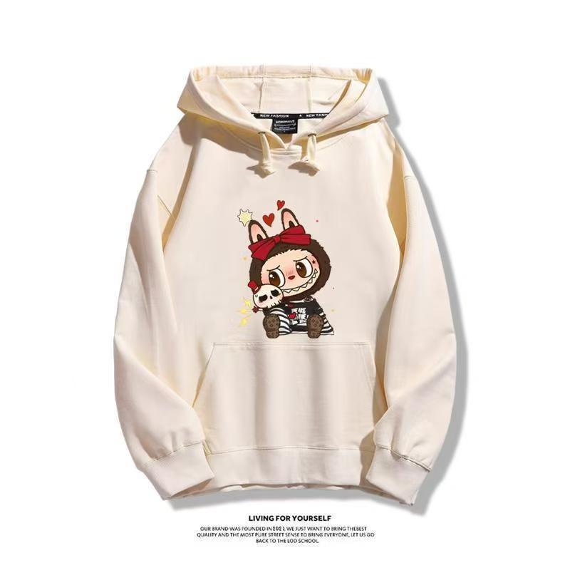 

Мультяшные женские худи больших размеров, толстовка Харадзюку, женский пуловер с длинным рукавом, повседневная уличная одежда, топы 4XL бежевый
