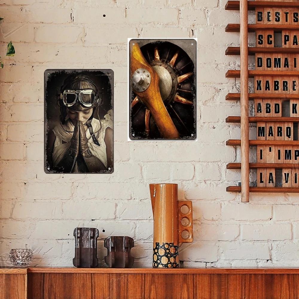 Vintage Airplane Posters Metal Tin Signs Decor Model Plane Meeting Aerien Metal Plate Wall Decor Bar Club