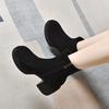 Women's Chunky Heel Ankle Boots - Matte Sheepskin, Thick Sole, Round Toe, Versatile for Autumn and Winter