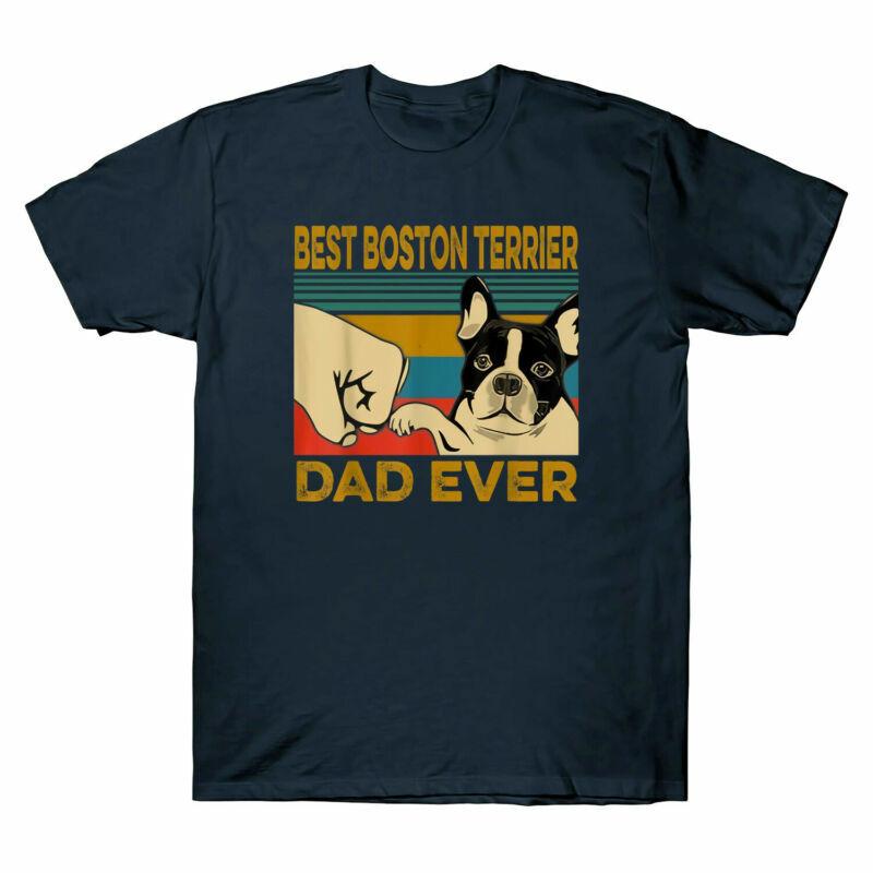 Unisexs Tshirt Ever Boston Dad Terrier Best Retro Vintage Lover Dog Funny Top Tee