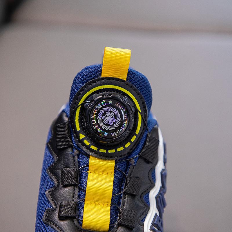 Boys and Girls Fashion Personalized Sports Shoes Rotating Button Mesh Breathable Outdoor Basketball Shoes Cool Handsome Casual Shoes