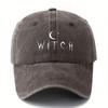 StoffHerstellung Unisex WITCH Baseballkappe Geeignet für Halloween Vintage Gewaschen Gebogener Schirm mit WITCH Sternen Print Leichtgewicht