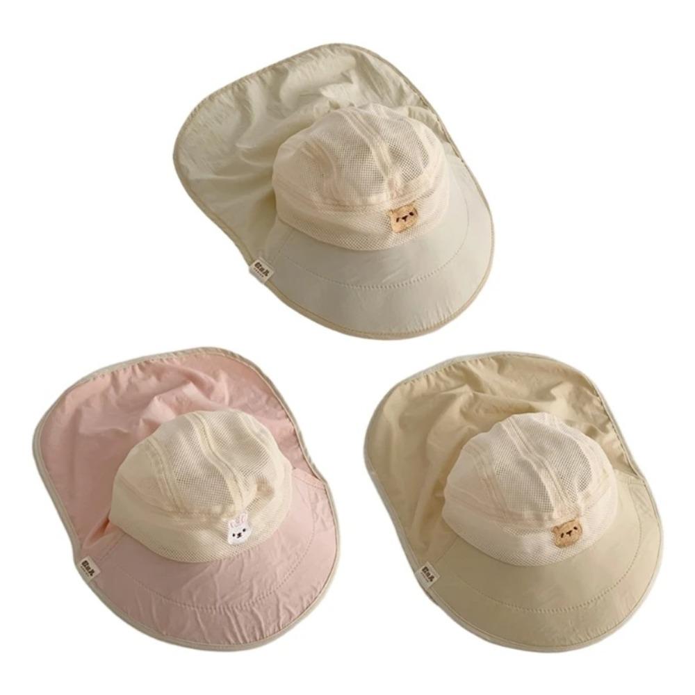 Soft Brim Fisherman Hat Neck Flap Panama Hat Cute Bucket Hat  Kids Unisex