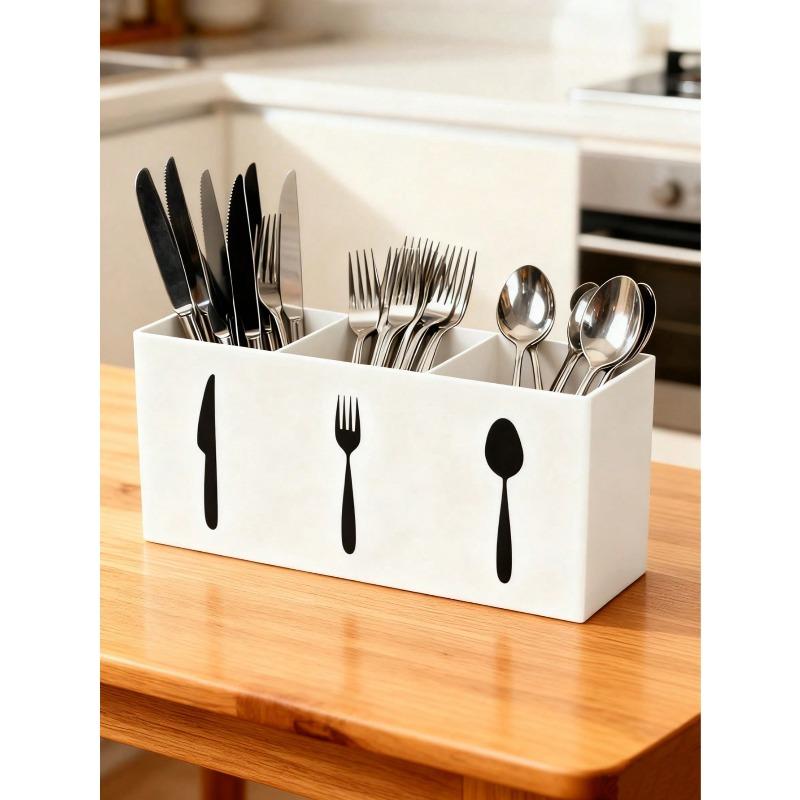 Multi-Function Kitchen Utensil Organizer - Space-Saving Plastic Cutlery Holder, Can Store Spoons, Knives And Forks, Durable