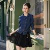 Women's Asymmetrical Ruffle Denim Blouse