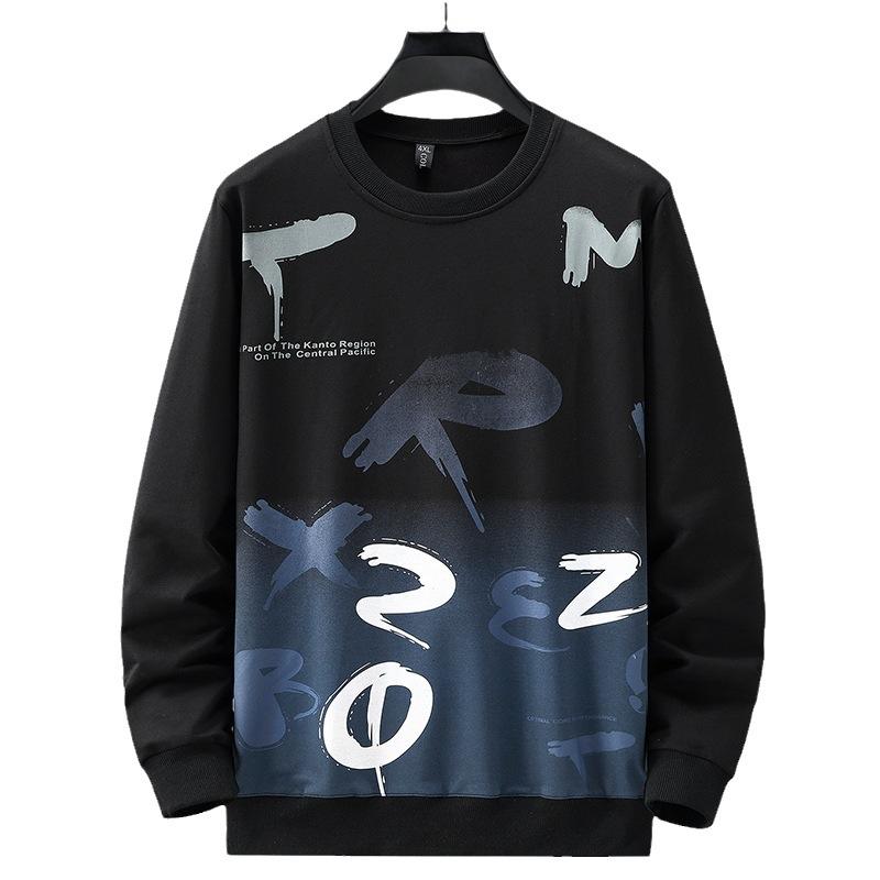 Men's Sweatshirt Spring and Autumn Round Neck Enlarged and Fattened Loose American Large Size Casual Top 4XL-5XL