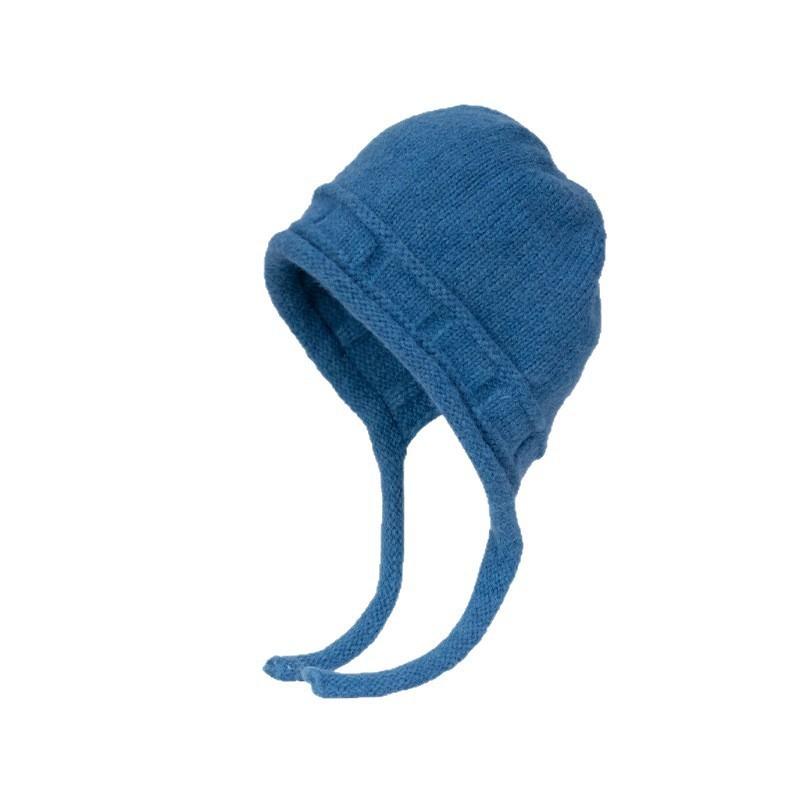 West Sichuan travel blue straps knitted headgear women's autumn and winter travel plush wool hat showing face small hat