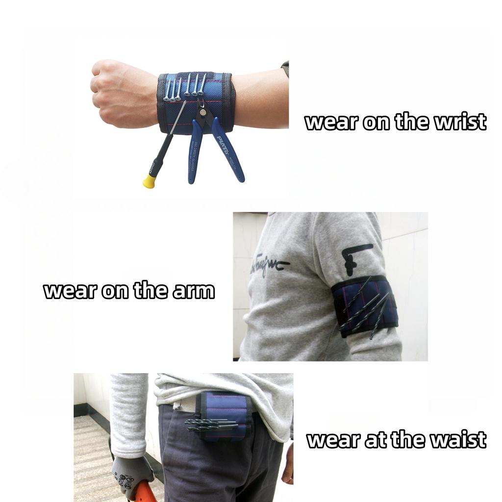 Magnetisches Armband Tragbare Werkzeugtasche zum Halten von Schrauben, Nägeln, Bohrern
