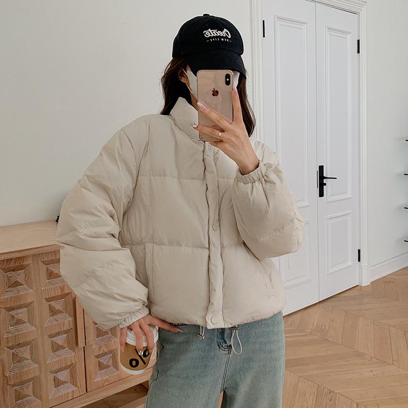 Down cotton jacket padded clothes women's 2025 autumn and winter new cropped ins padded jacket thickened Korean version of warm bread jacket