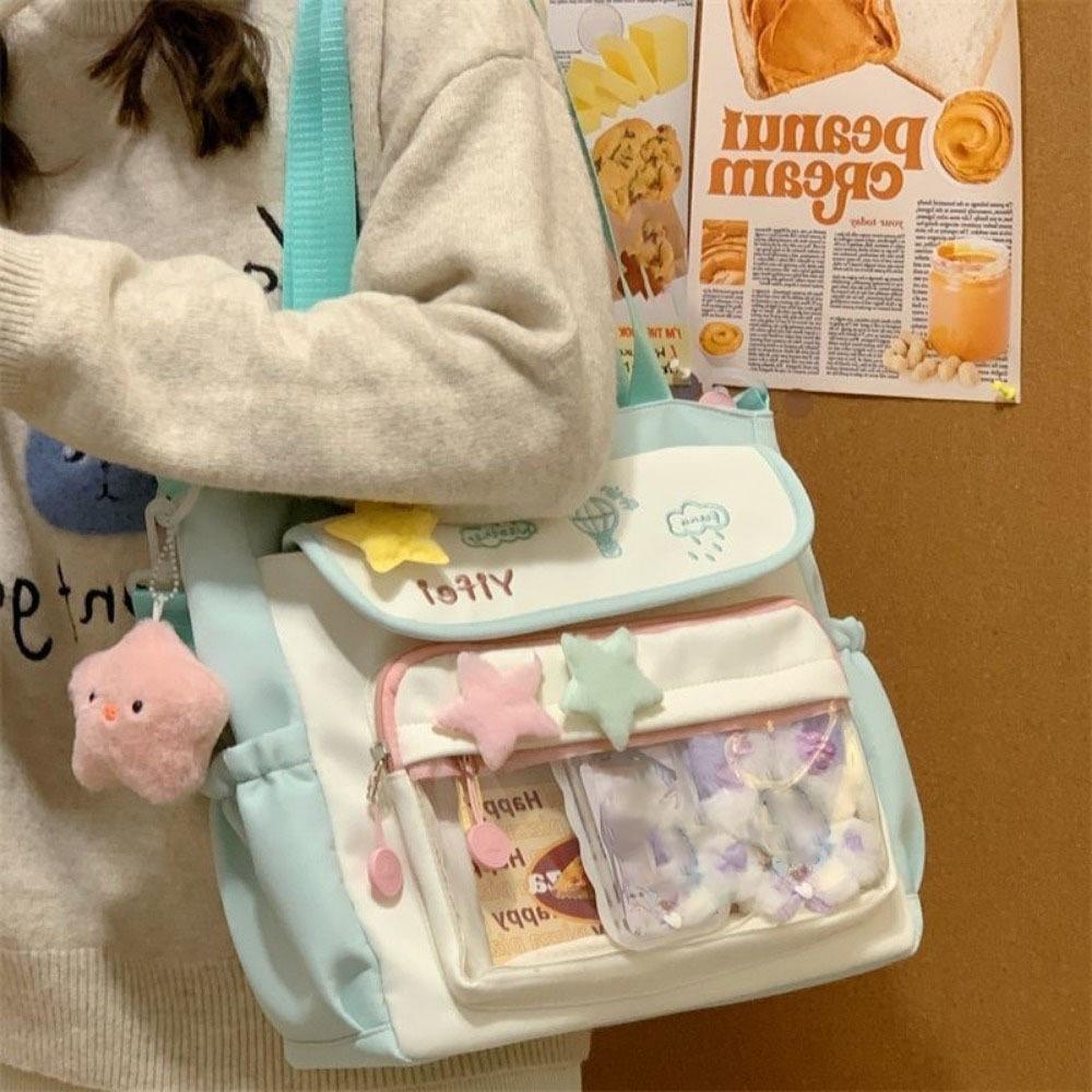 Preppy Style Student Crossbody Bag Large Capacity Y2K Anime Display Bag Cartoon Handbag  Women Use
