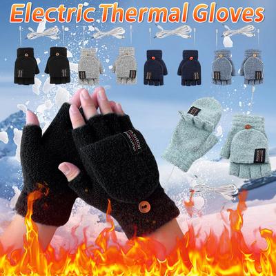 USB Electric Heated Gloves Adjustable Temperature Full Half Finger Warmer Touchscreen Electric Thermal Gloves Warm Winter Warmer