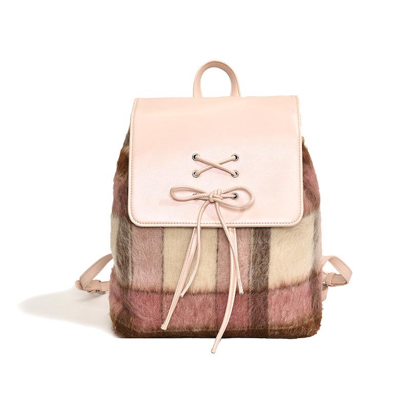 Bow Double Shoulder Bag Women's New Fashion Backpack Cute Portable Shoulder Bag School Bag