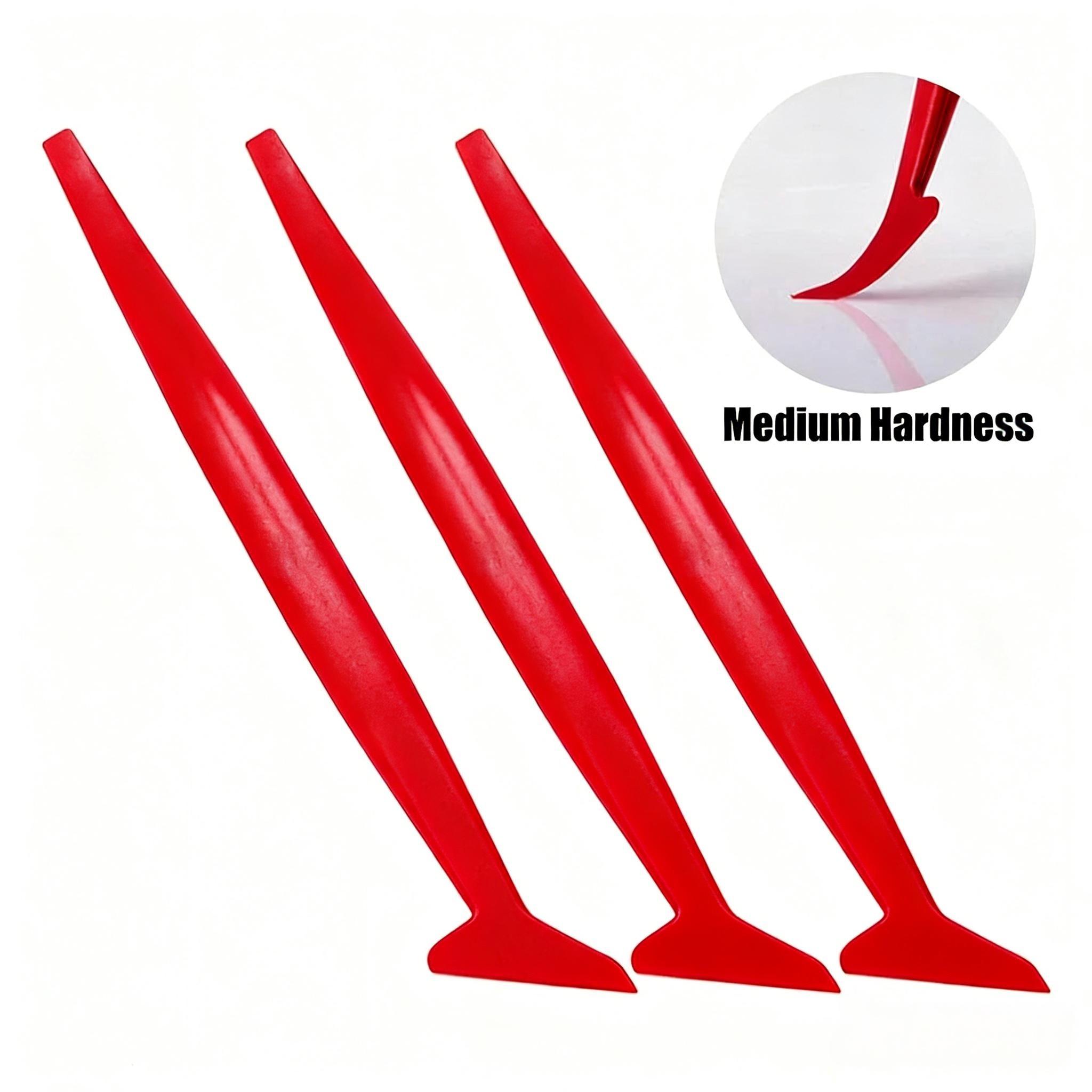 3Pcs PPF Tools Vinyl Wrap Tools Micro Squeegee Scraper Car Micro Gasket Squeegee Car Detail Wrapping Scraper car Detailing 3Pcs Red(Medium)