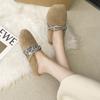 Retro versatile fashion design sense niche Mao Mao shoes women's 2025 autumn and winter new design sense outer wear cotton slippers