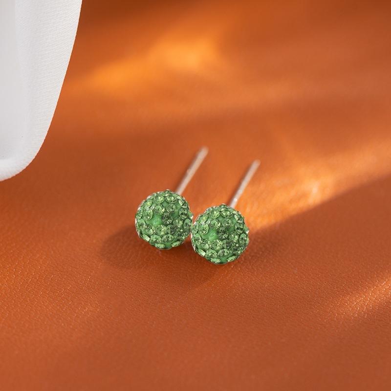 Soft Clay Crystal Ball Ear Stud with Bone Setting, Fashionable for Daily Wear, Full Diamond Design, High-end Romantic Couple Ear Stud Earrings