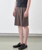 Minav Wool Blended One-Pleat Wide Half Pants [Burnt Umber]