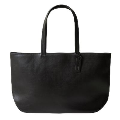 [G Pravá kůže] Vodotěsná taška tote z pravé kůže, velikost A4, na zip, pánská, business, na dojíždění, dárek (Černá, L)