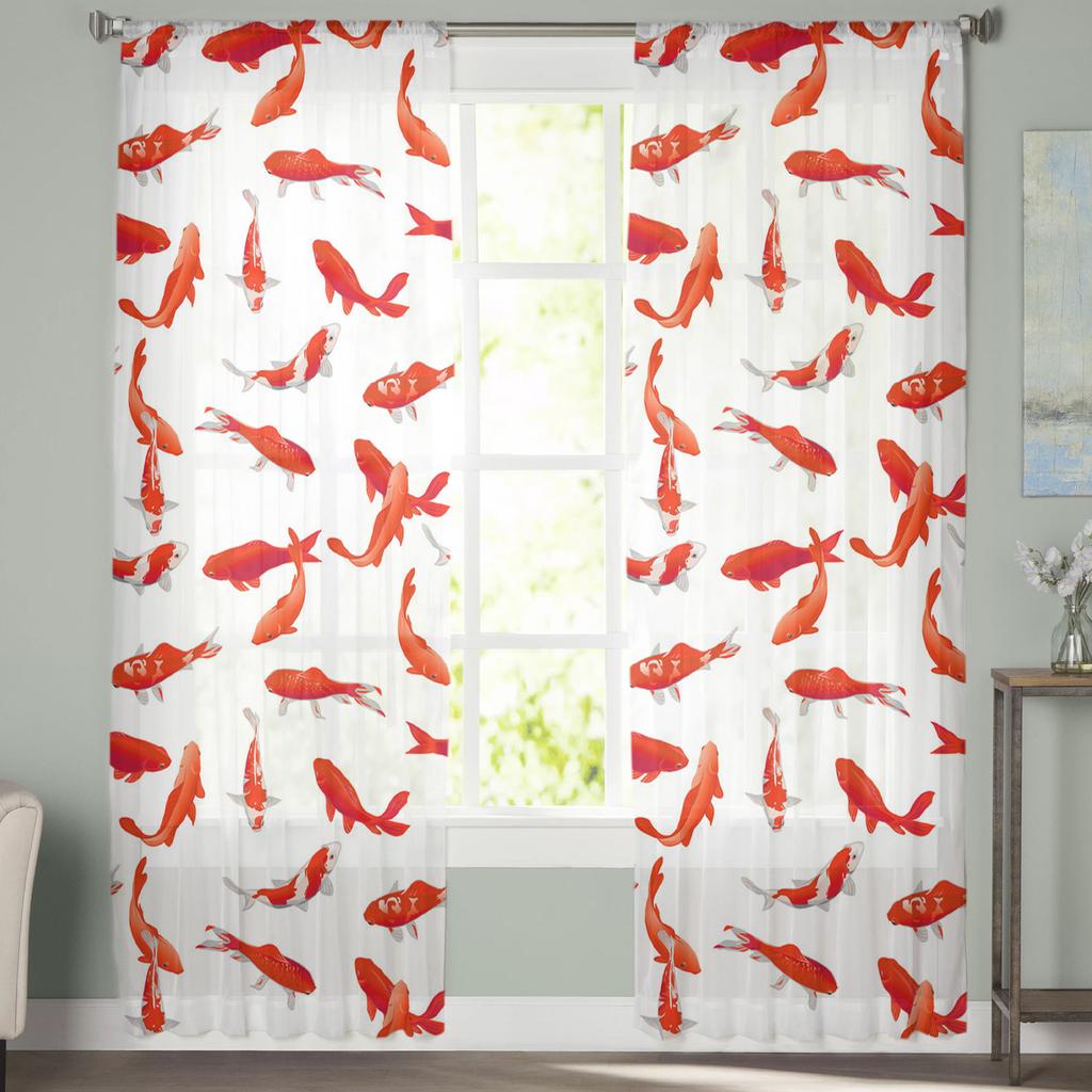 Carp Texture White Modern Curtain For Living Room Transparent Tulle Curtains Window Sheer For The Bedroom Accessories Decor