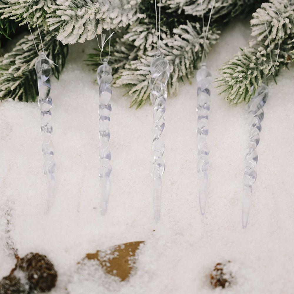 12Pcs Hanging Thread Christmas Tree Pendants Transparent Christmas Tree Drop Ornament Noel Navidad