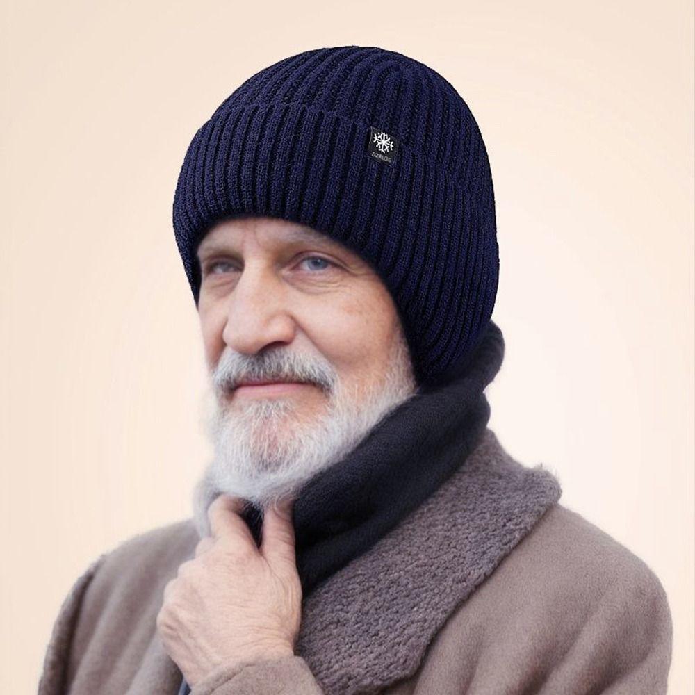 Thickening Knitted Hats Plush Beanie Hats Casual Woolen Caps  Cycling
