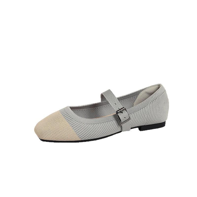 Women's Square Toe Mary Jane Flats Casual Ballet Shoes Walking Shoes with Adjustable Strap Slip On Comfortable Work Flats Soft Dressy Shoes for Women