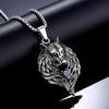 Stainless Steel Celtic Knot Wolf Head Pendant Necklace for Men Retro Nordic Punk Ornament Halloween Gift