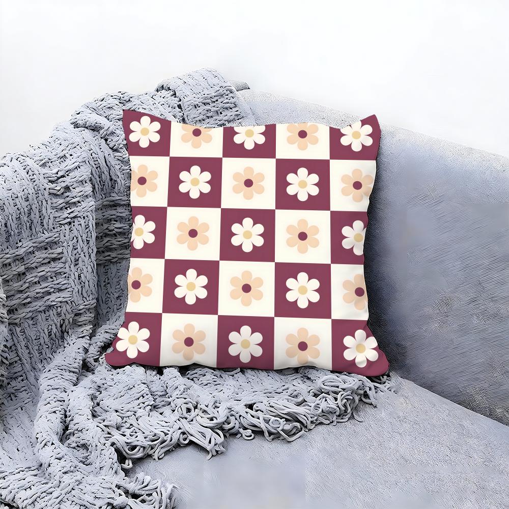 Retro Checkerboard Pattern Print Cushion Cover Premium Comfort Reversible Pillow Cove In One Design for Any Room Car Interior