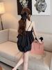 Ice Silk Lace Patchwork V-neck Camisole Shorts Set with Chest Pads - Women's Summer Home Pajamas