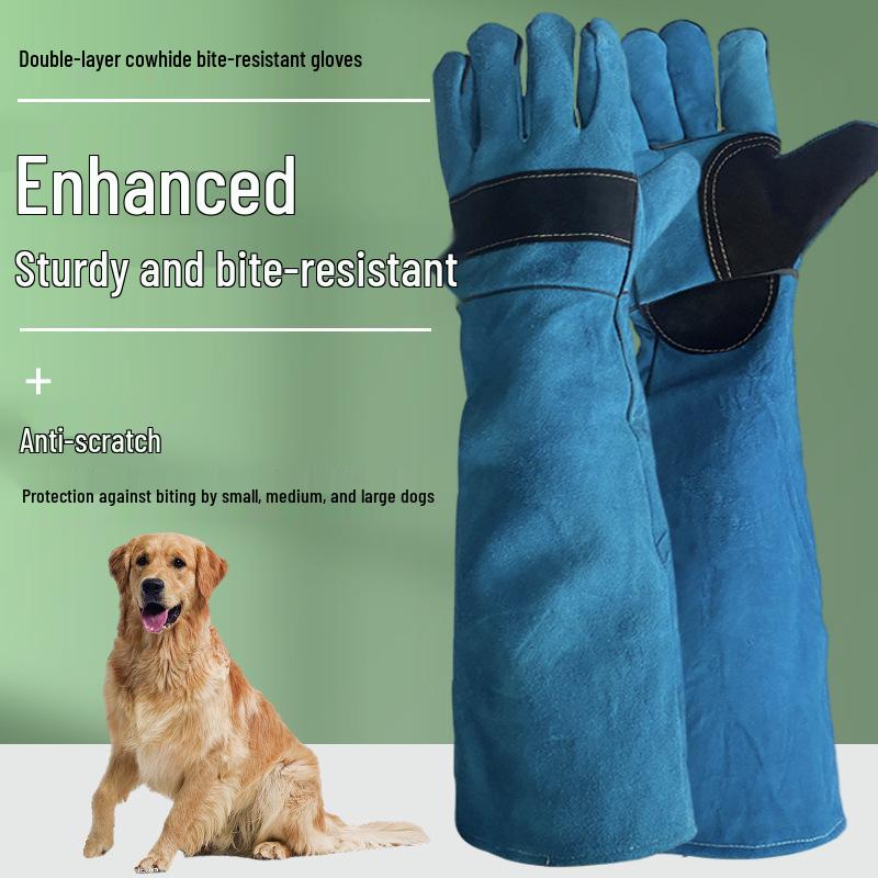 Tear-Resistant Cowhide Anti-Scratch and Bite Gloves for Pet Handling and Grooming