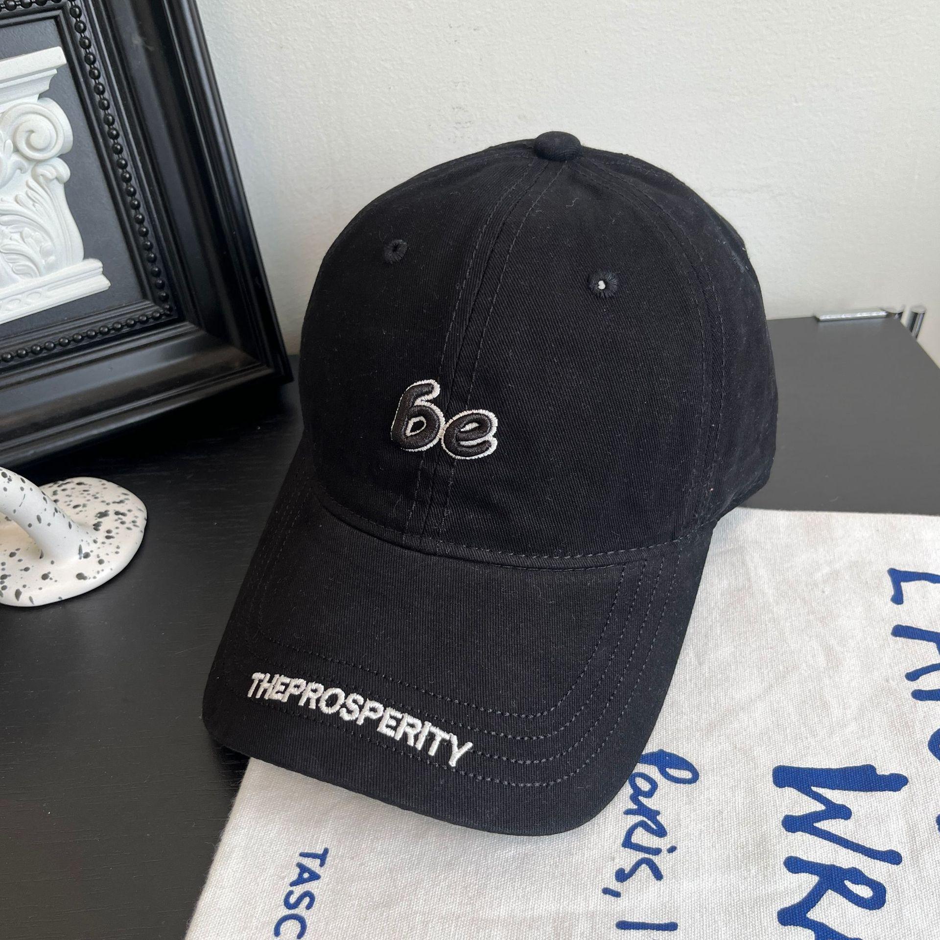 

Spring, Autumn and Summer Fashion New Embroidered Hat Student Work Soft Top Baseball Cap Peaked Cap Sunscreen Sun Hat M（56-58cm） чёрный