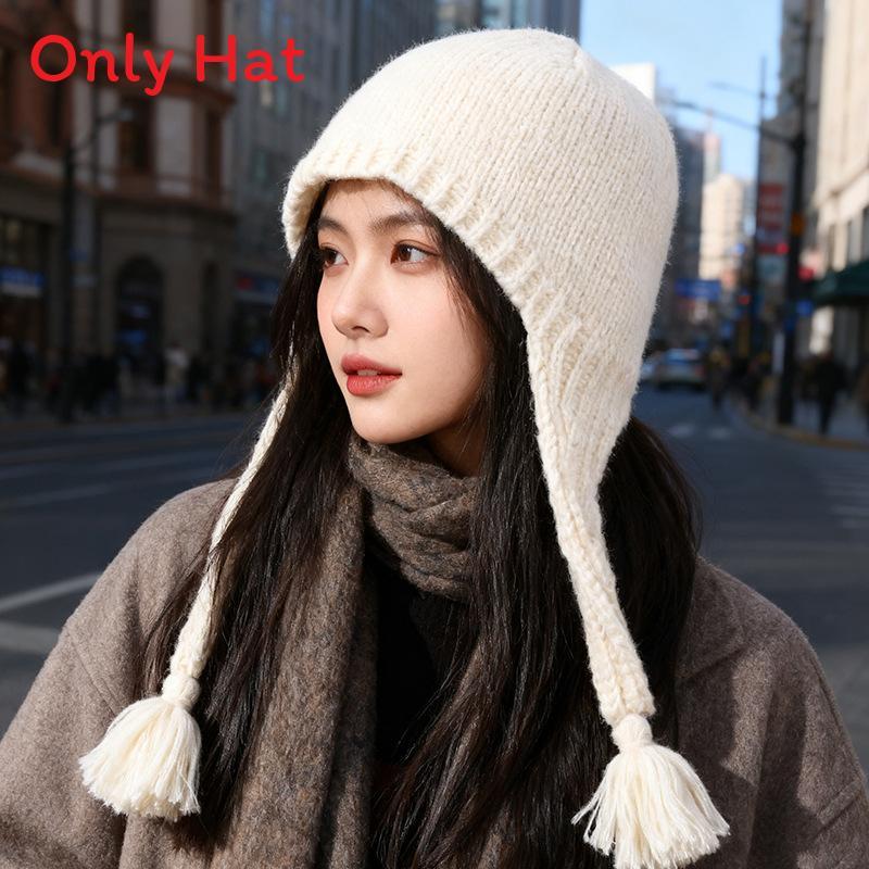 Knit Hat Women Winter Warm Earflap Beanie With No Brim For Casual Outings