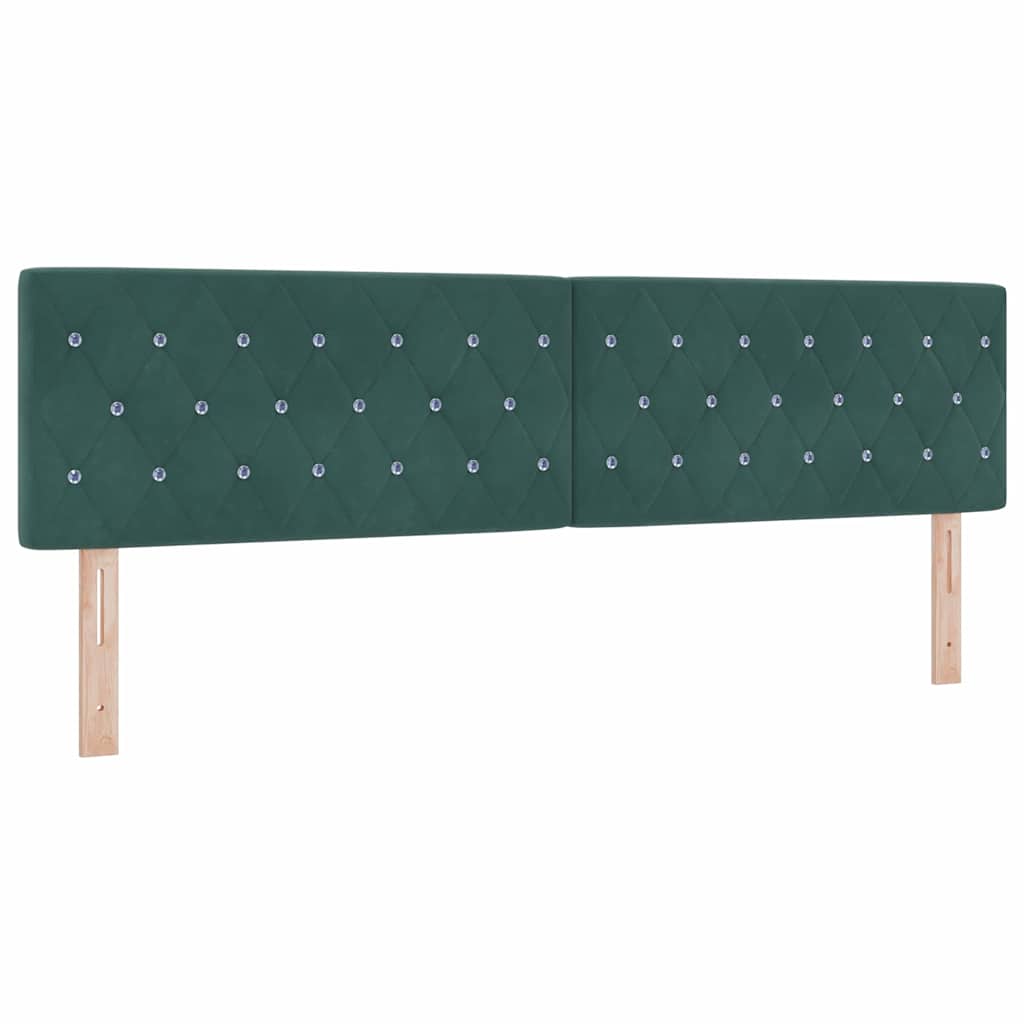 LED Box Spring Bed with Mattress Dark Green 180 X 200 Cm Velvet