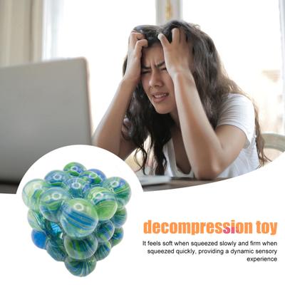 Yousheng Flow Pattern Beaded Cube Squeeze Toy Anxiety Relief Sensory Stress Toy Soft Stretchy Cube Pinch Toy Home Office Relaxation
