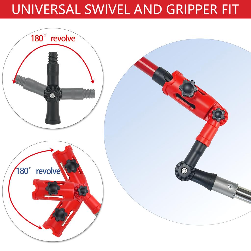 Heavy Duty Gutter Cleaning Tool With 2 Adjustable Adapters 1.7M Long Suitable For Roof Gutters Leaves Debris Extraction