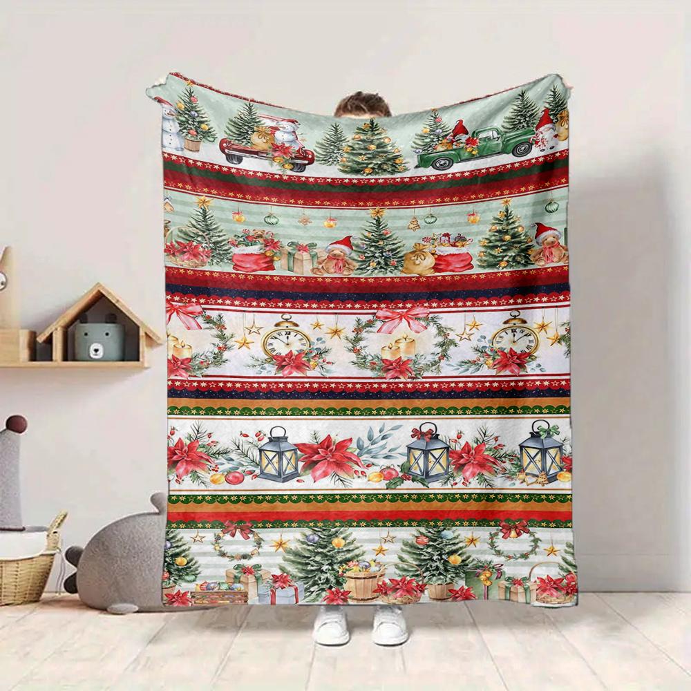 1Pc Santa Claus Reindeer Blanket Soft And Comfortable Casual Warm Camping Travel Christmas Halloween Gift M91717