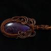 Natural African Amethyst Gemstone 84 Ct Copper Wrapped Pear Pendant