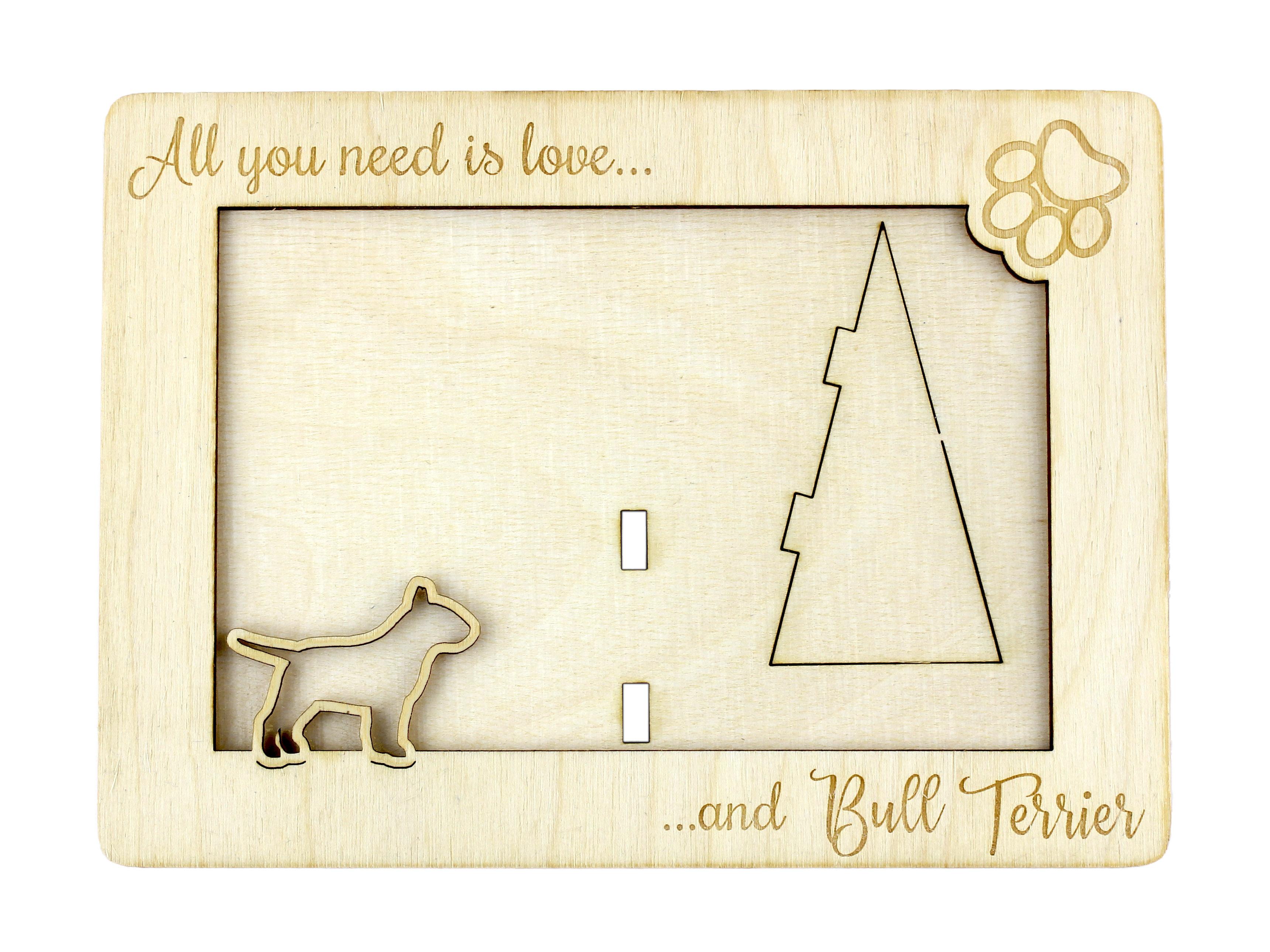 

Bull Terrier, Bully - Photo frame, engraved wooden frame, a lovely gadget for the dog lover by Art-Dog