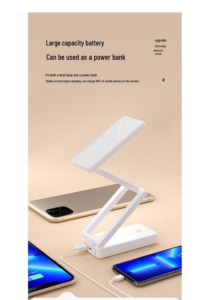 Rechargeable LED Desk Lamp: Dual-Use Eye Protection for Reading & Writing, Multifunctional Night Light for Dorm or Bedroom.