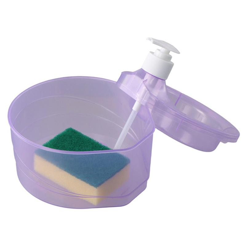 Seifenspender und Wäscherhalter, multifunktionaler Geschirrspülbehälter, 1000 ml, manueller Spülbecken-Geschirrwaschseifenspender für Café