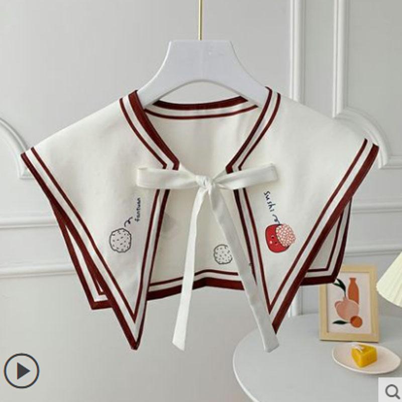 Perfect Match Printed Shawl Fake Collar Women Detachable Collars Big Lapel False Collar Shirt Thin Shawl Kragen Sahte Yaka Kraagje Nep Dames