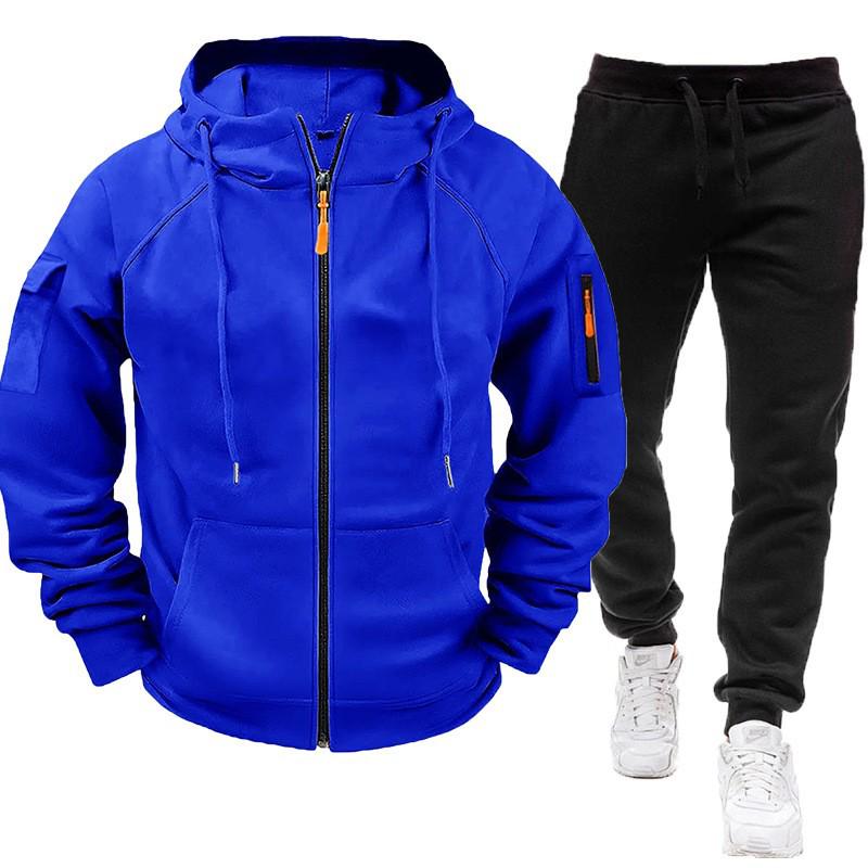 Men's Plus Size Casual Loose Zipper Hoodie Cardigan Sweatshirt Sports Set