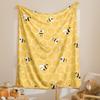 Vintage Yellow Bee Flannel Blanket - Soft Digital Print | All-Season | Napping/Camping/Travel/Home Decor & Gift