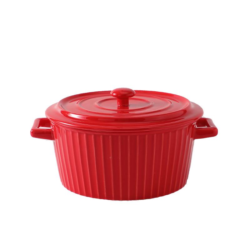 Direct Supply European Binaural Soup Bowl With Lid Large Student Instant Noodle Bowl Ceramic Large Bowl Soup Bowl Household Noodle Bowl