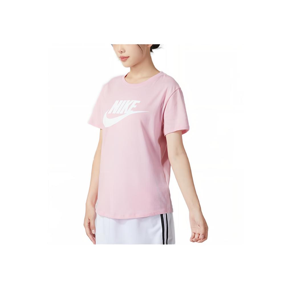 Nike Vintage American Breathable Round Neck Short Sleeve T-Shirt with Logo Print Women Tops Pink DX7907-691